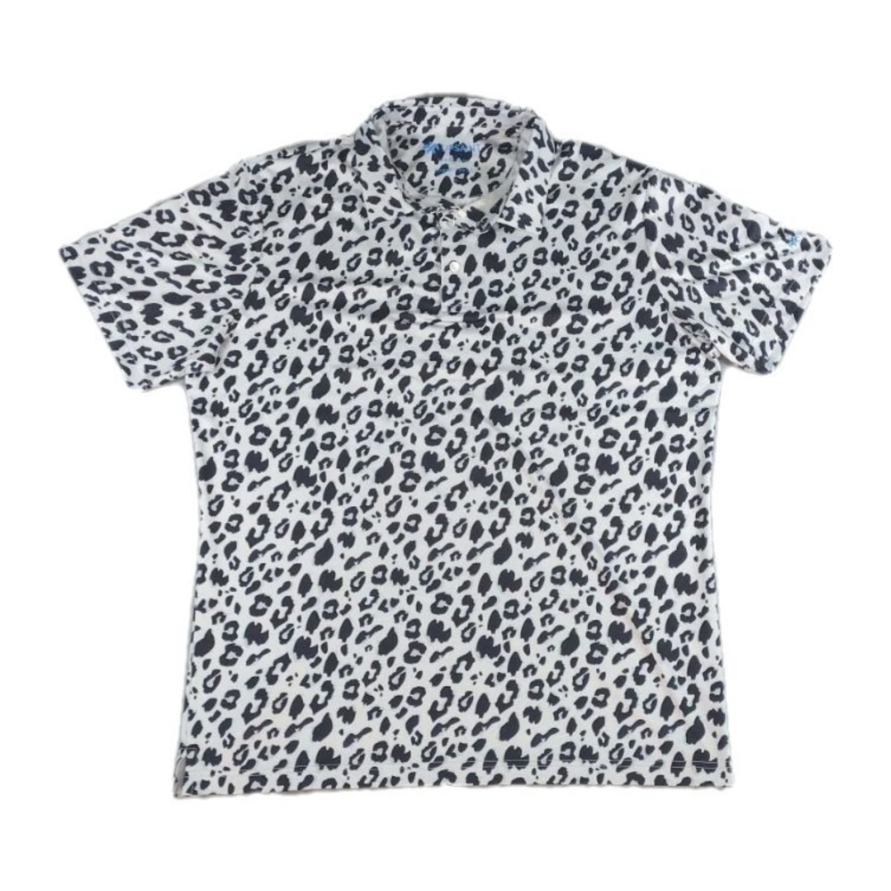 Upsaint  Leopard Print Performance Button Shirt Gray & Black Mens XLarge